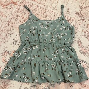 SHEIN Green Floral Print Blouse